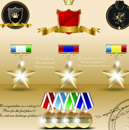 Different Award medal vector set 04
