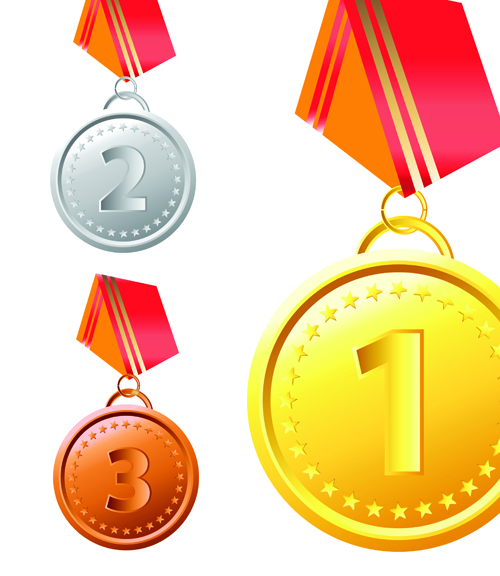 Different Award medal vector set 06