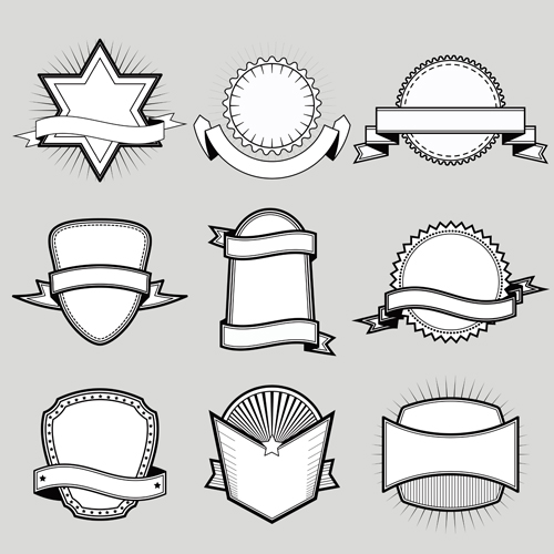 Black with white blank labels vector set 06