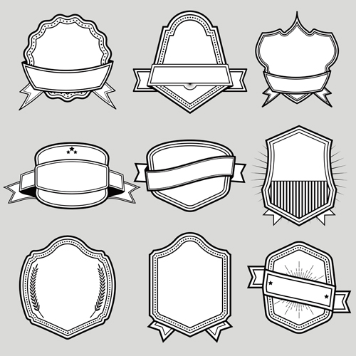Black with white blank labels vector set 07