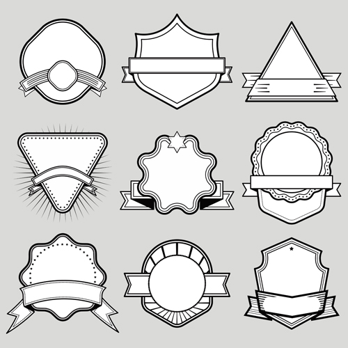Black with white blank labels vector set 08
