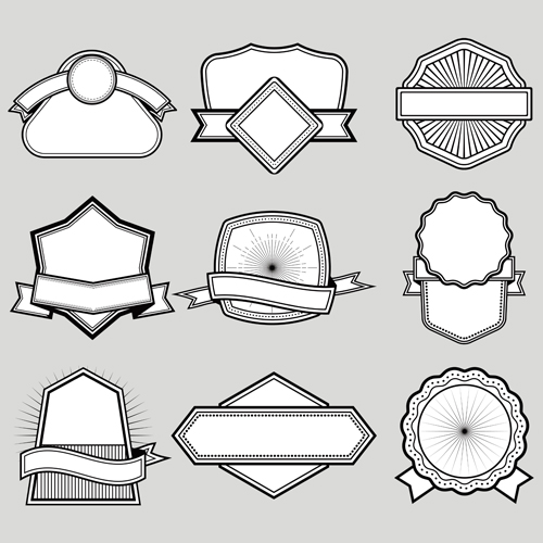 Black with white blank labels vector set 09