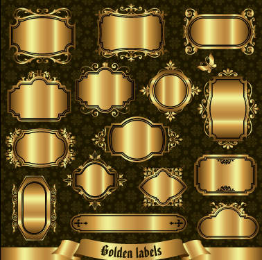 Blank golden labels creative vector