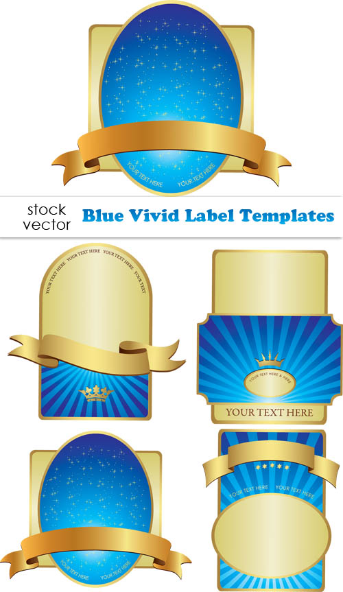Blue Vivid Label design elements vector