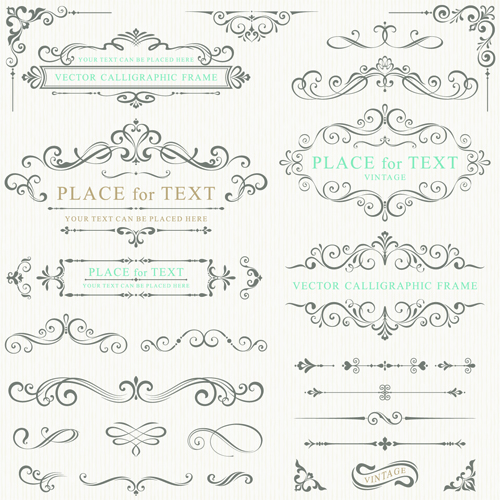 Calligraphy decorative frame with corner vector 02