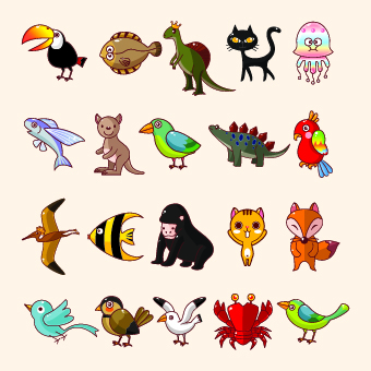 lovely Cartoon animals vector set 03