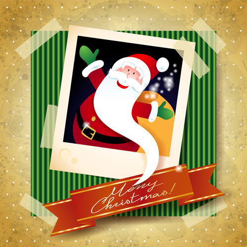 Christmas photo frame background vector 05