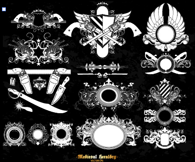 Classical heraldry ornaments vector material 05