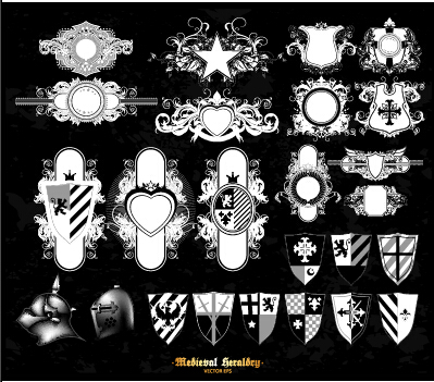 Classical heraldry ornaments vector material 09