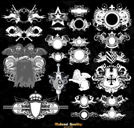 Classical heraldry ornaments vector material 10