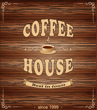 wooden poster coffee background vector background 