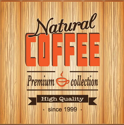 wooden poster coffee background vector background 
