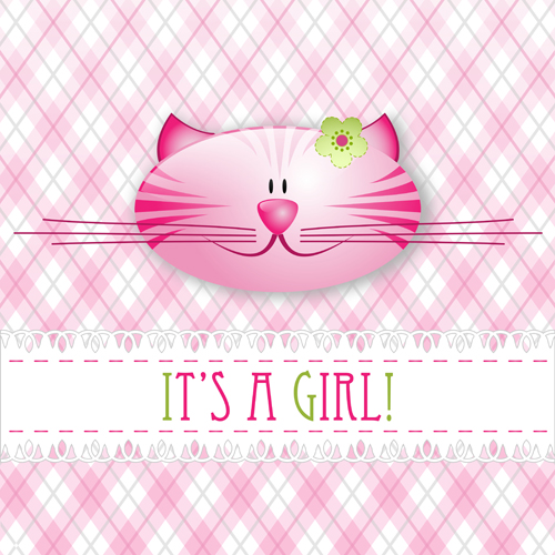 Cute cat card vector
