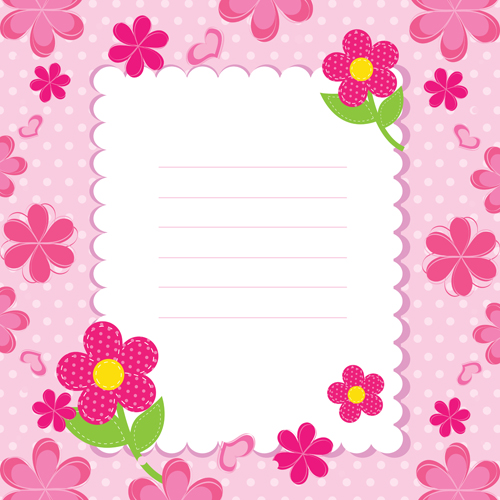 Cute flower baby card vector 01