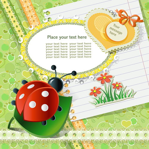 Cute flower baby card vector 02