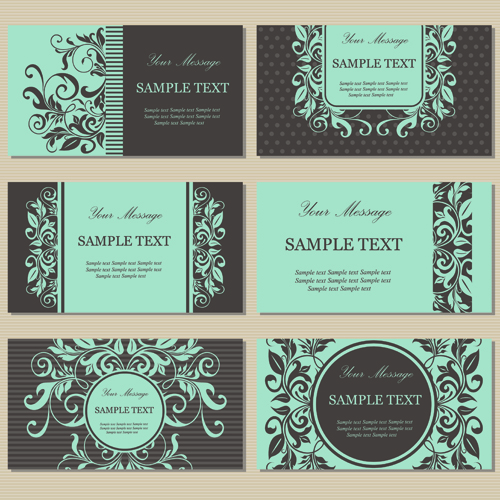 Elegant floral cards vectors graphic 01