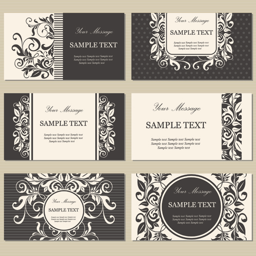 Elegant floral cards vectors graphic 03