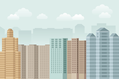 Flat city building vector material 03