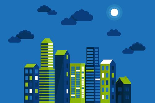 Flat city building vector material 04
