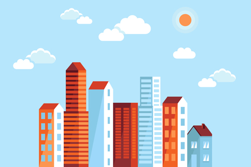 Flat city building vector material 05