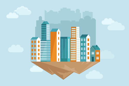 Flat city building vector material 06