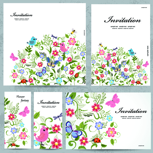 vector graphic invitation cards invitation flower floral cards card 