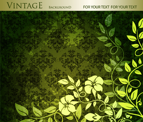 Floral with vintage backgrounds vector 02