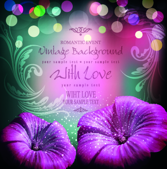 Halation Flowers vector backgrounds 02