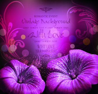 Halation Flowers vector backgrounds 03