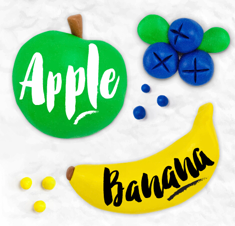 Funny plasticine fruits vector material 03