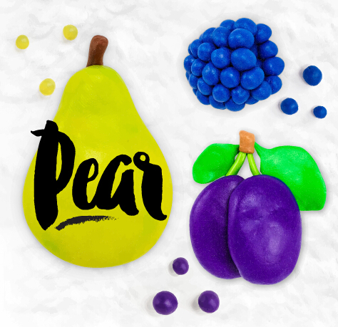 Funny plasticine fruits vector material 04