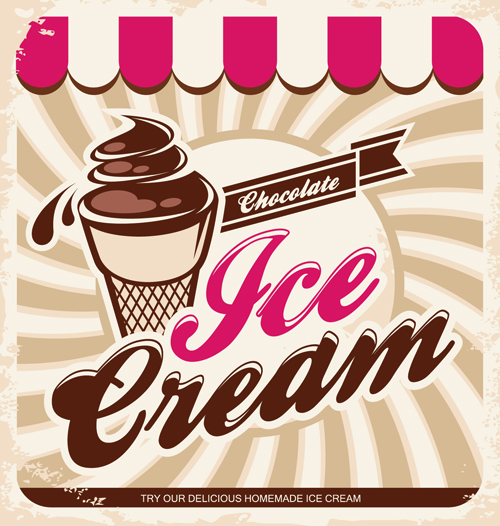 Retro style Retro font ice cream cream 