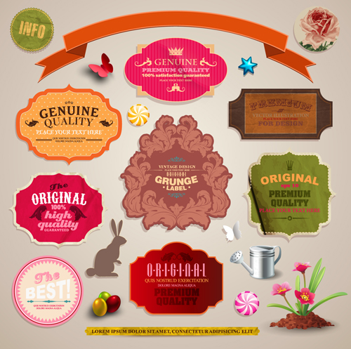 Vintage color Labels vector art 02