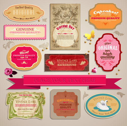 Vintage color Labels vector art 03
