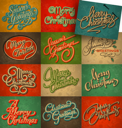 Merry Christmas Calligraphic Typographic vector template 02