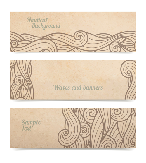 Ornament floral retro banners vectors 02