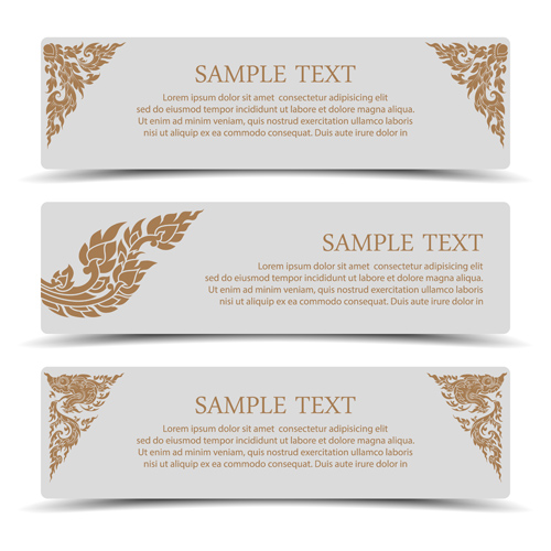 Ornate floral banners vector set 01