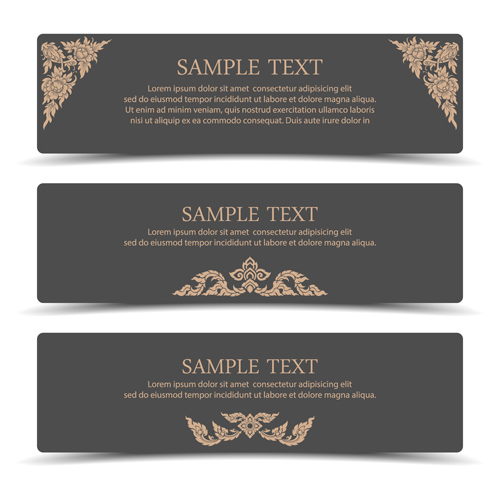 Ornate floral banners vector set 02