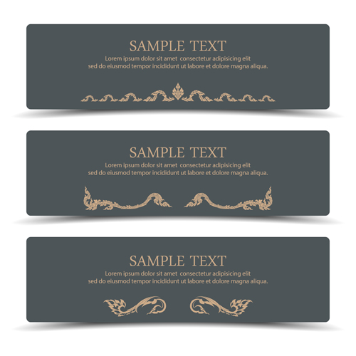 Ornate floral banners vector set 03