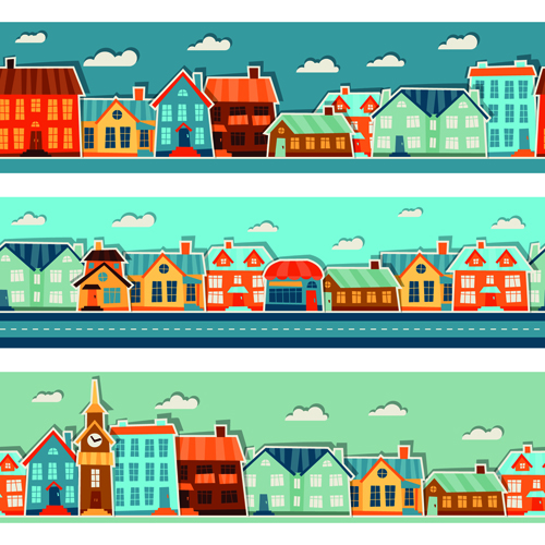 Paper house vector design set 01