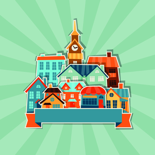 Paper house vector design set 02