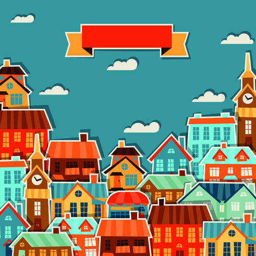Paper house vector design set 03