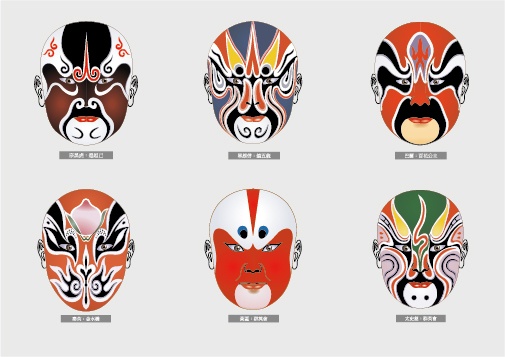Peking Opera Make ups vector material 02 Peking Opera Make ups vector material 02