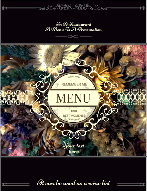 restaurant menu flower cover blurs 