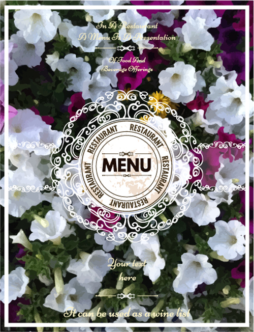restaurant menu flower cover 