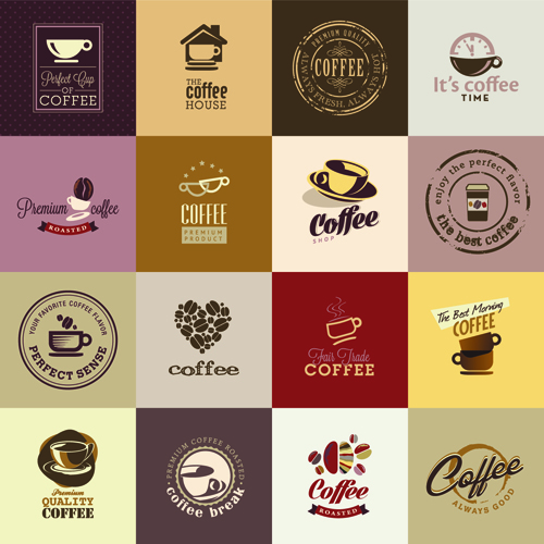 Retro font logos logo creative coffee 