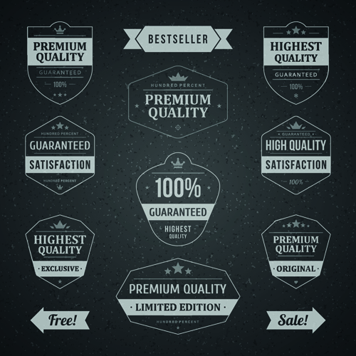 Retro dark sale labels vector material 02