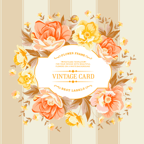 Retro rose with vintage card vector