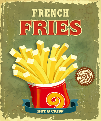 Retro vintage fast food poster design vector 01