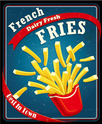 ge fast food poster design vector 02 Retro vintage fast food poster design vector 02